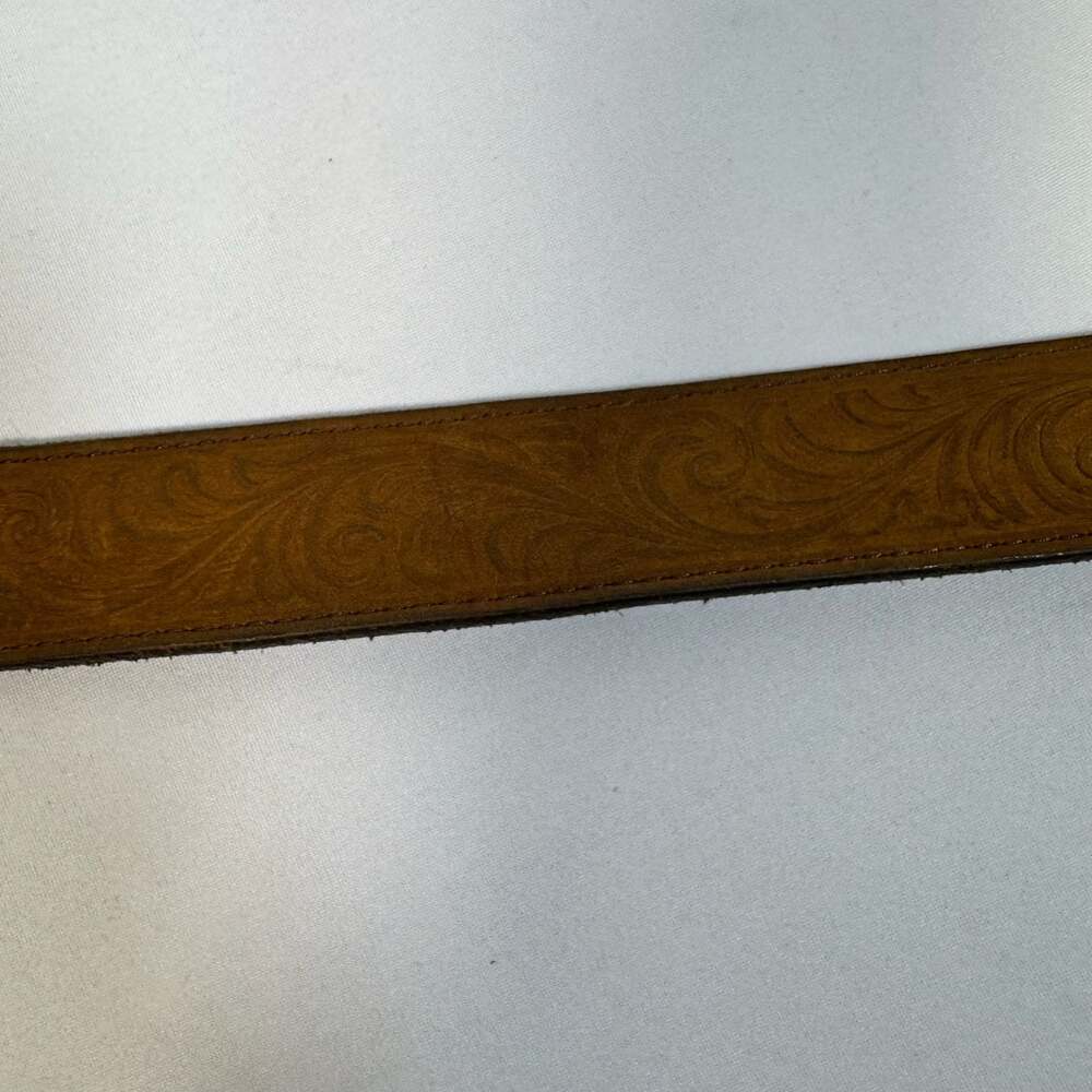 Justin Women’s Brown Western Scroll Tooled Leather Belt - Picture 3 of 6